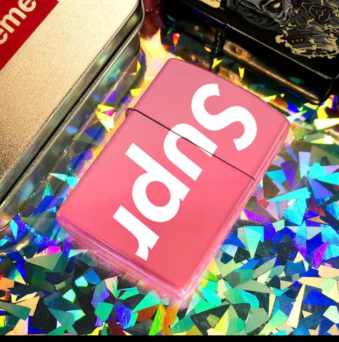 Briquet à kérosène- Style zippo rose et noir